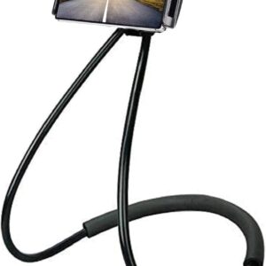 Chapter Seven Universal Smart Mobile Phone Stand,Hanging on Neck Cell Phone Mount Holder, Flexible Lazy Bracket DIY Free Rotating for Multiple Functions (Black)