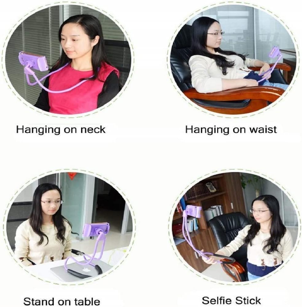 Chapter Seven Universal Smart Mobile Phone Stand,Hanging on Neck Cell Phone Mount Holder, Flexible Lazy Bracket DIY Free Rotating for Multiple Functions (Black) - Image 6